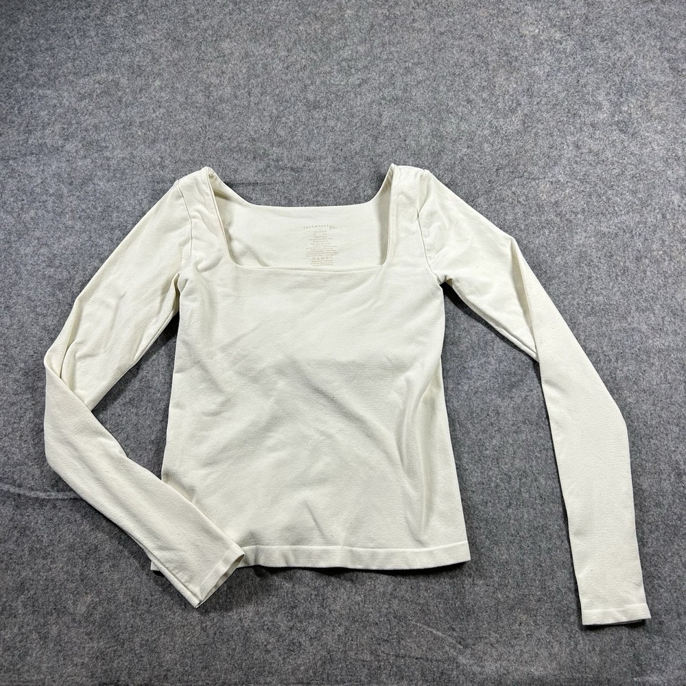 Free People Intimatly Top Womens XS Square Neck Ivory Fitted Cropped Flaws